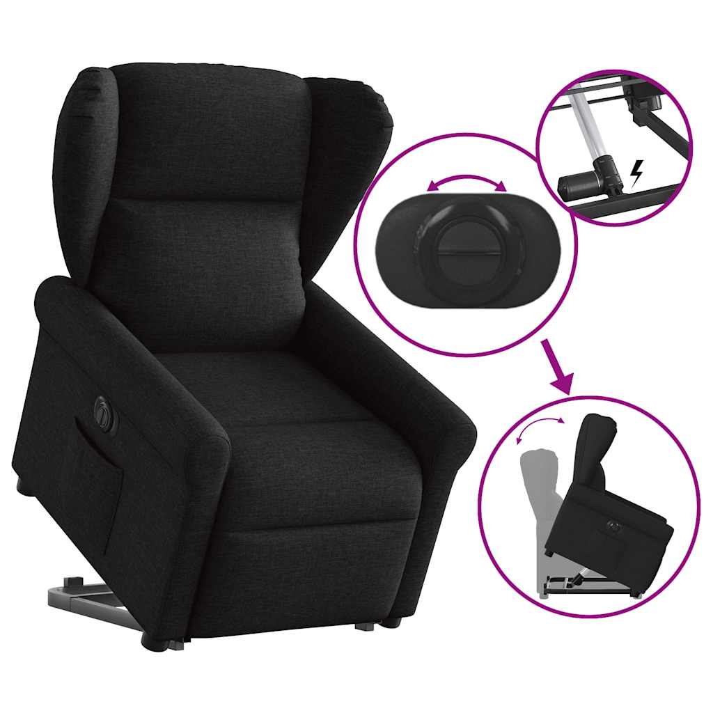 vidaXL Fauteuil releveur électrique en tissu noir