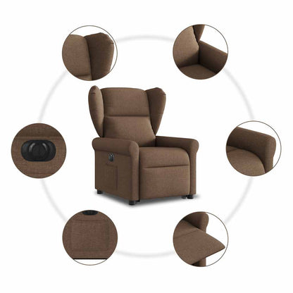 vidaXL Fauteuil relax électrique releveur tissu marron