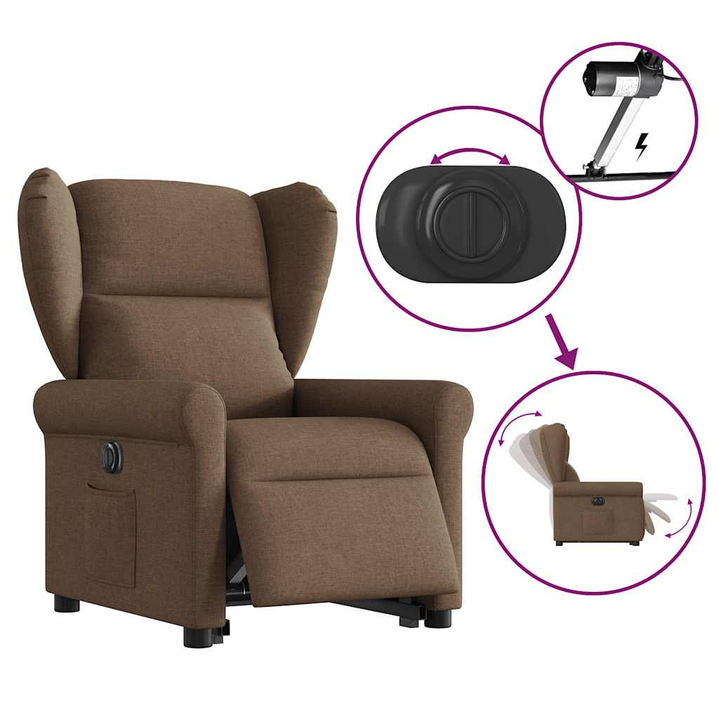 vidaXL Fauteuil relax électrique releveur tissu marron