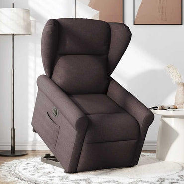vidaXL Fauteuil inclinable électrique releveur en tissu marron foncé