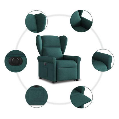 vidaXL Fauteuil releveur électrique en tissu vert foncé