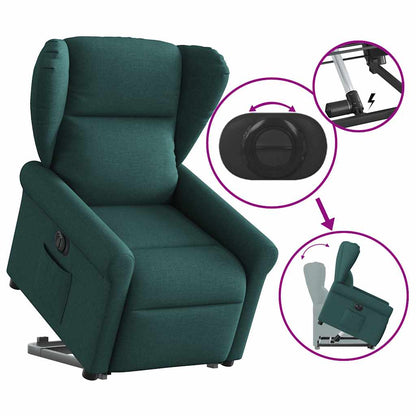 vidaXL Fauteuil releveur électrique en tissu vert foncé