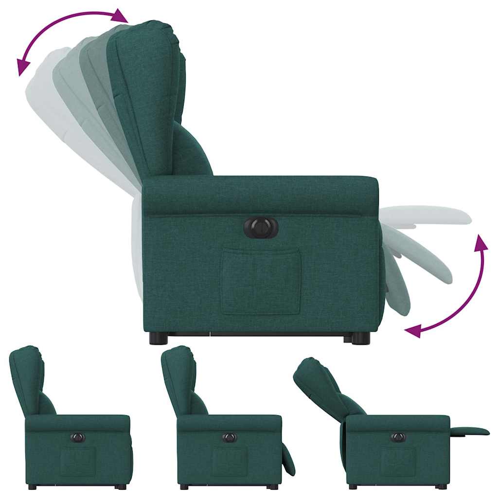 vidaXL Fauteuil releveur électrique en tissu vert foncé