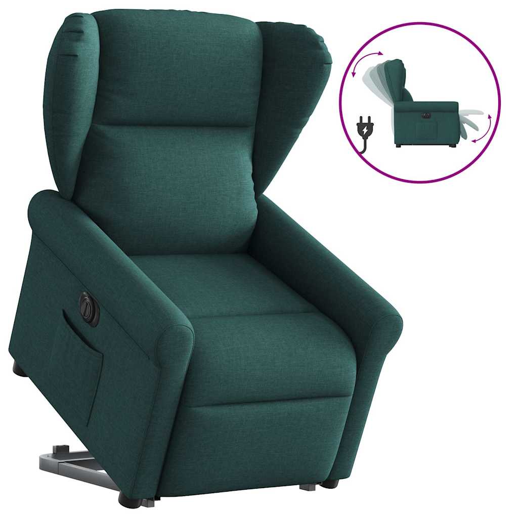 vidaXL Fauteuil releveur électrique en tissu vert foncé