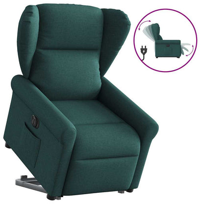 vidaXL Fauteuil releveur électrique en tissu vert foncé
