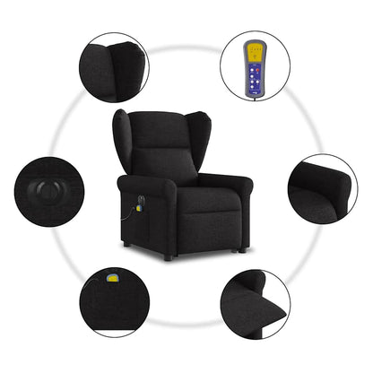 vidaXL Fauteuil de massage électrique releveur tissu noir