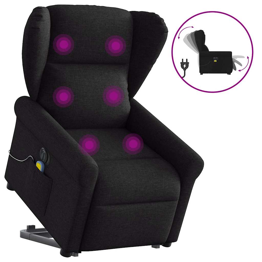 vidaXL Fauteuil de massage électrique releveur tissu noir