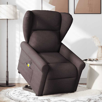 vidaXL Fauteuil de massage électrique releveur tissu marron foncé