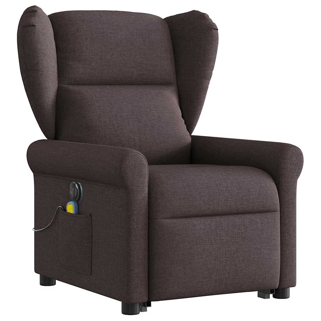 vidaXL Fauteuil de massage électrique releveur tissu marron foncé