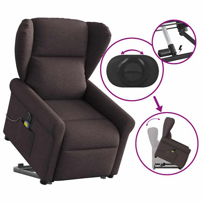 vidaXL Fauteuil de massage électrique releveur tissu marron foncé