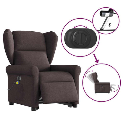 vidaXL Fauteuil de massage électrique releveur tissu marron foncé