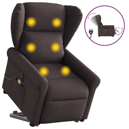 vidaXL Fauteuil de massage électrique releveur tissu marron foncé