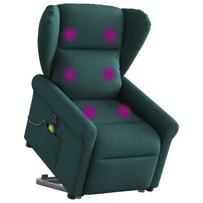 vidaXL Fauteuil de massage électrique releveur tissu vert foncé