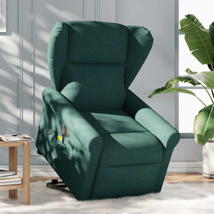 vidaXL Fauteuil de massage électrique releveur tissu vert foncé