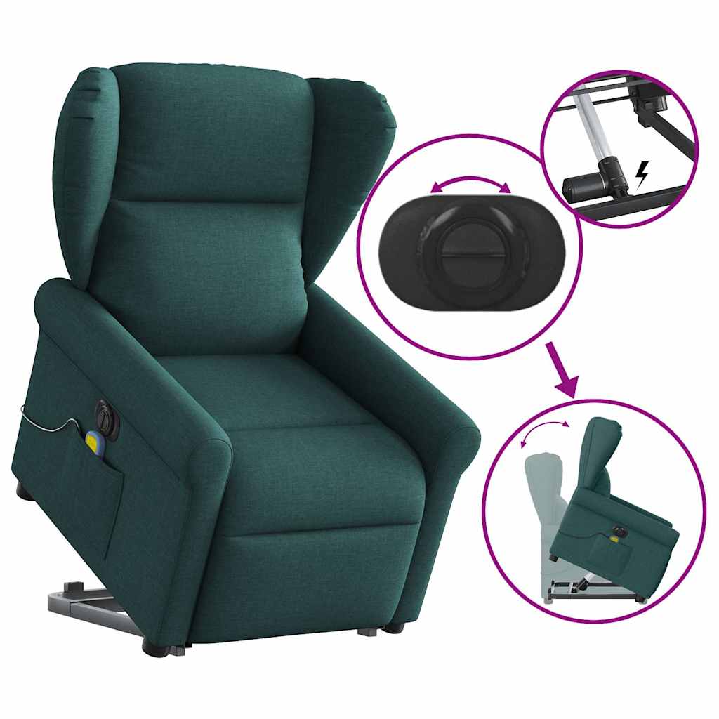 vidaXL Fauteuil de massage électrique releveur tissu vert foncé