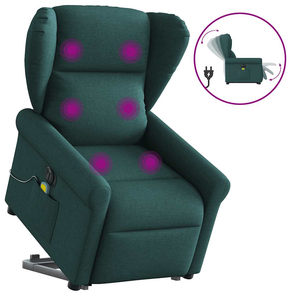 vidaXL Fauteuil de massage électrique releveur tissu vert foncé