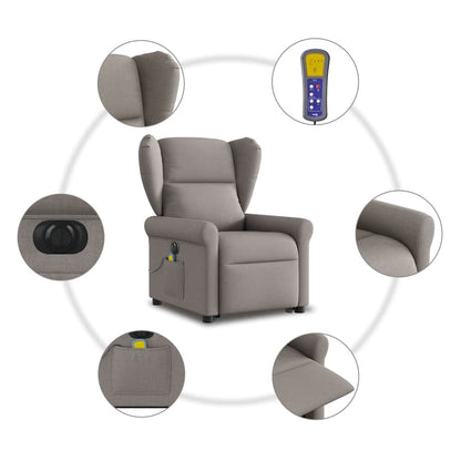 vidaXL Fauteuil de massage électrique releveur tissu taupe