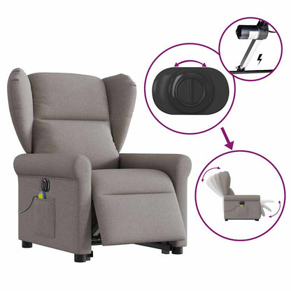 vidaXL Fauteuil de massage électrique releveur tissu taupe