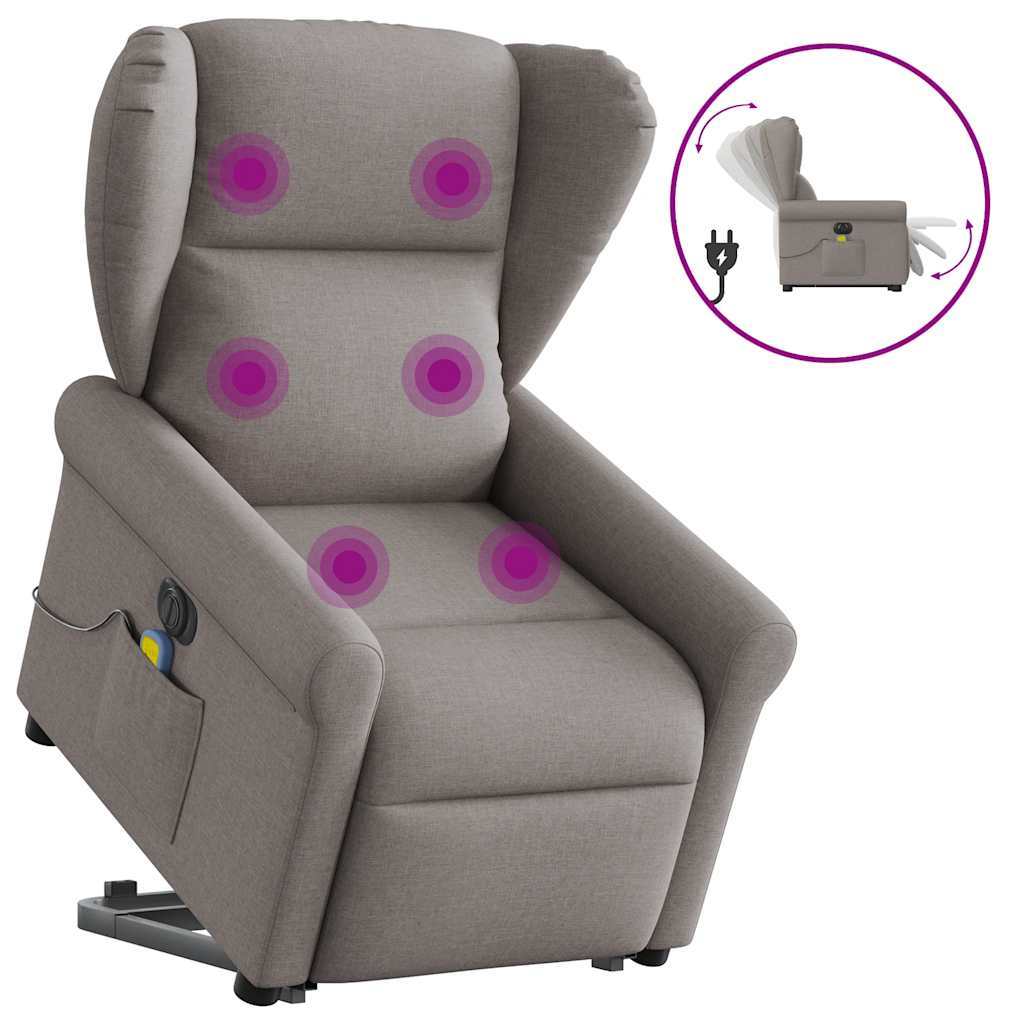 vidaXL Fauteuil de massage électrique releveur tissu taupe