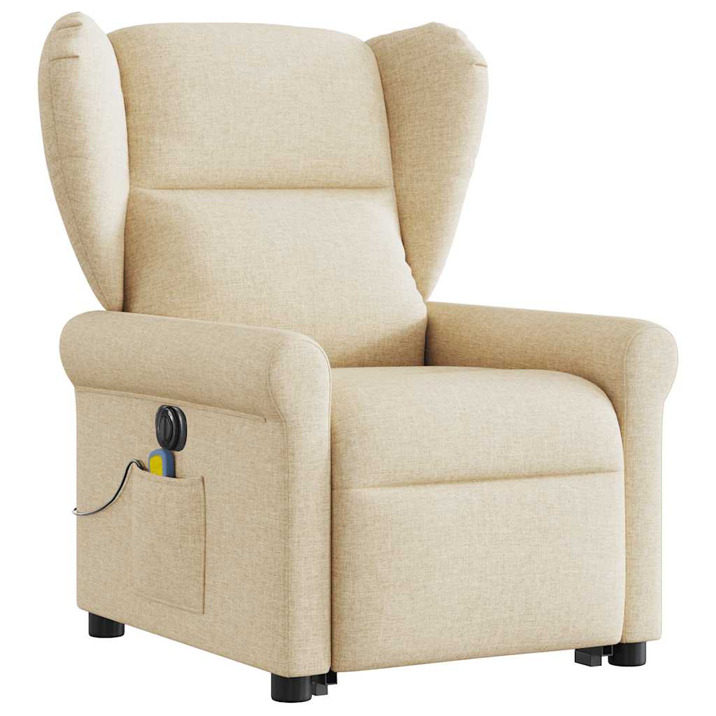 vidaXL Fauteuil massant électrique releveur en tissu crème