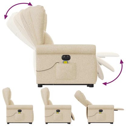 vidaXL Fauteuil massant électrique releveur en tissu crème