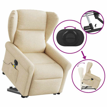 vidaXL Fauteuil massant électrique releveur en tissu crème