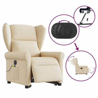 vidaXL Fauteuil massant électrique releveur en tissu crème