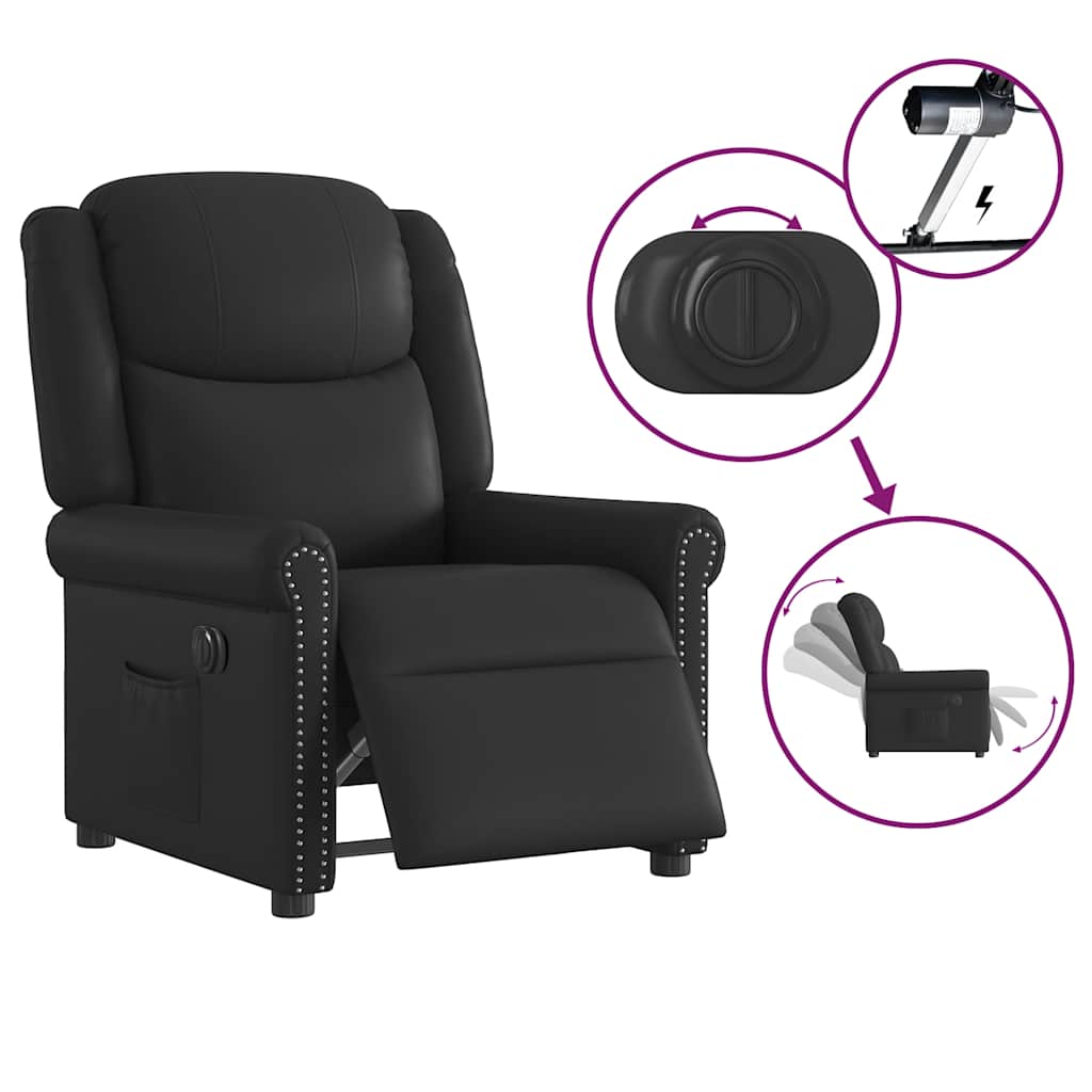 vidaXL Relaxsessel Elektrisch Glänzend Schwarz Kunstleder