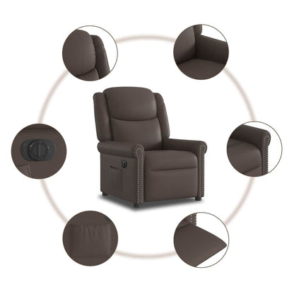 vidaXL Relaxsessel Elektrisch Glänzend Braun Kunstleder