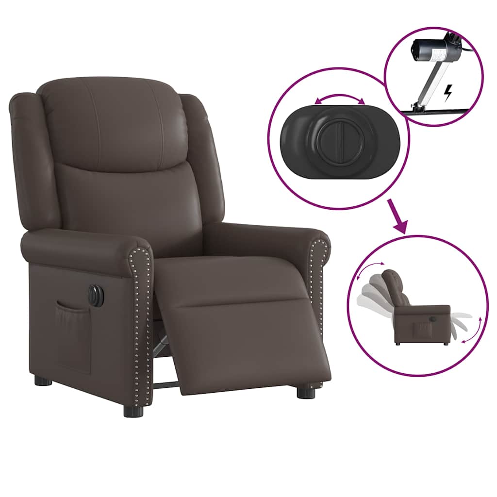 vidaXL Relaxsessel Elektrisch Glänzend Braun Kunstleder