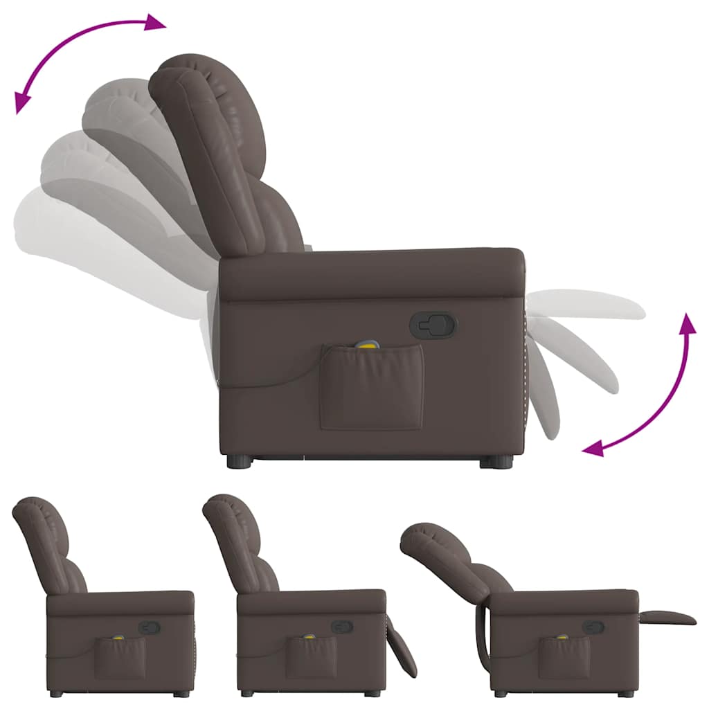vidaXL Stehsessel Massage Glänzendes Braun Kunstleder