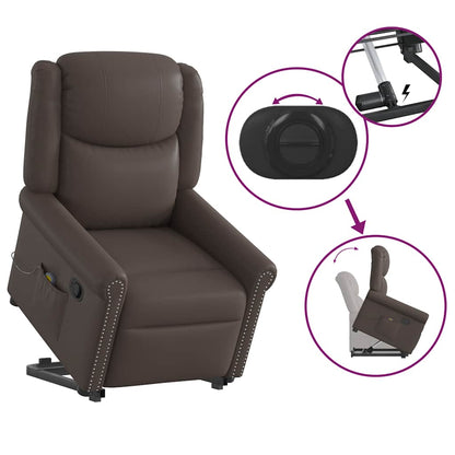 vidaXL Stehsessel Massage Glänzendes Braun Kunstleder