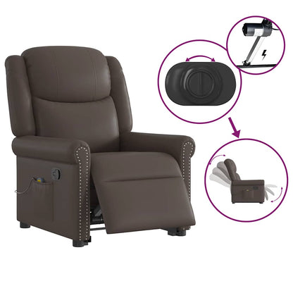 vidaXL Stehsessel Massage Glänzendes Braun Kunstleder