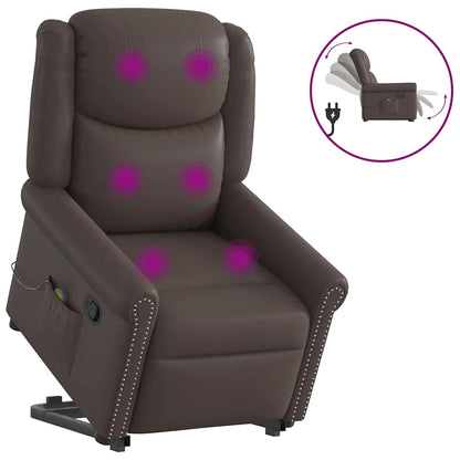 vidaXL Stehsessel Massage Glänzendes Braun Kunstleder