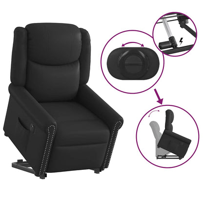 vidaXL Relaxsessel Aufstehen Elektrisch Glänzend Schwarz Kunstleder