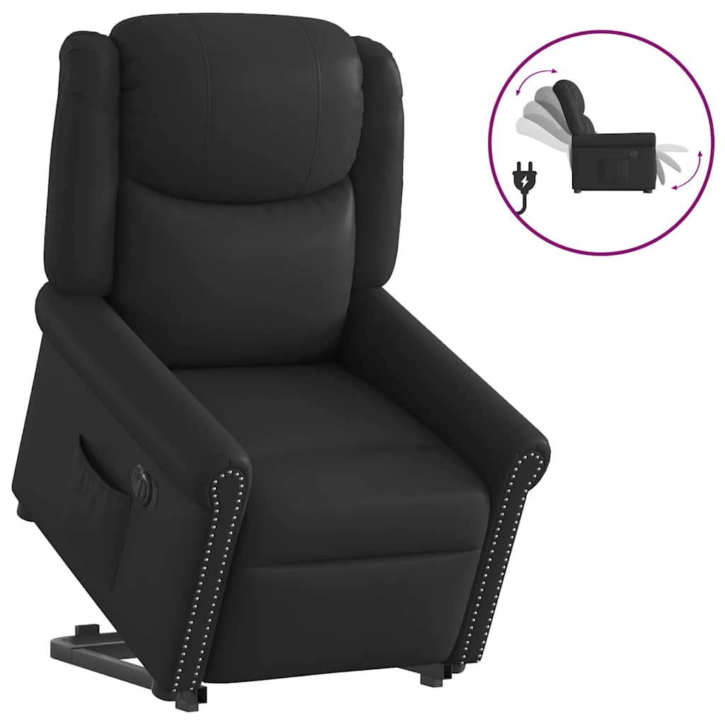 vidaXL Relaxsessel Aufstehen Elektrisch Glänzend Schwarz Kunstleder