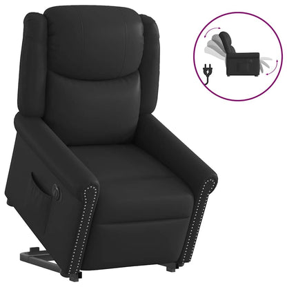 vidaXL Relaxsessel Aufstehen Elektrisch Glänzend Schwarz Kunstleder