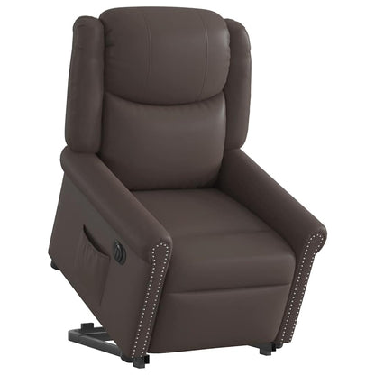 vidaXL Relaxsessel Aufstehen Elektrisch Glänzend Braun Kunstleder