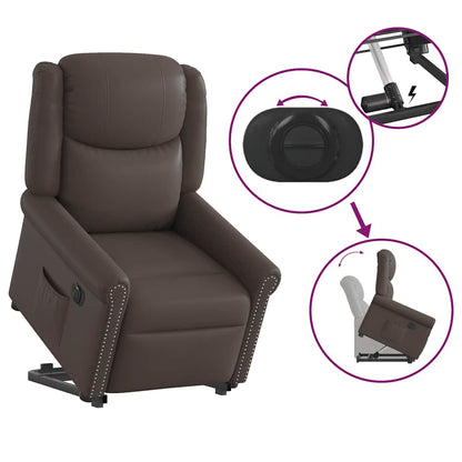 vidaXL Relaxsessel Aufstehen Elektrisch Glänzend Braun Kunstleder