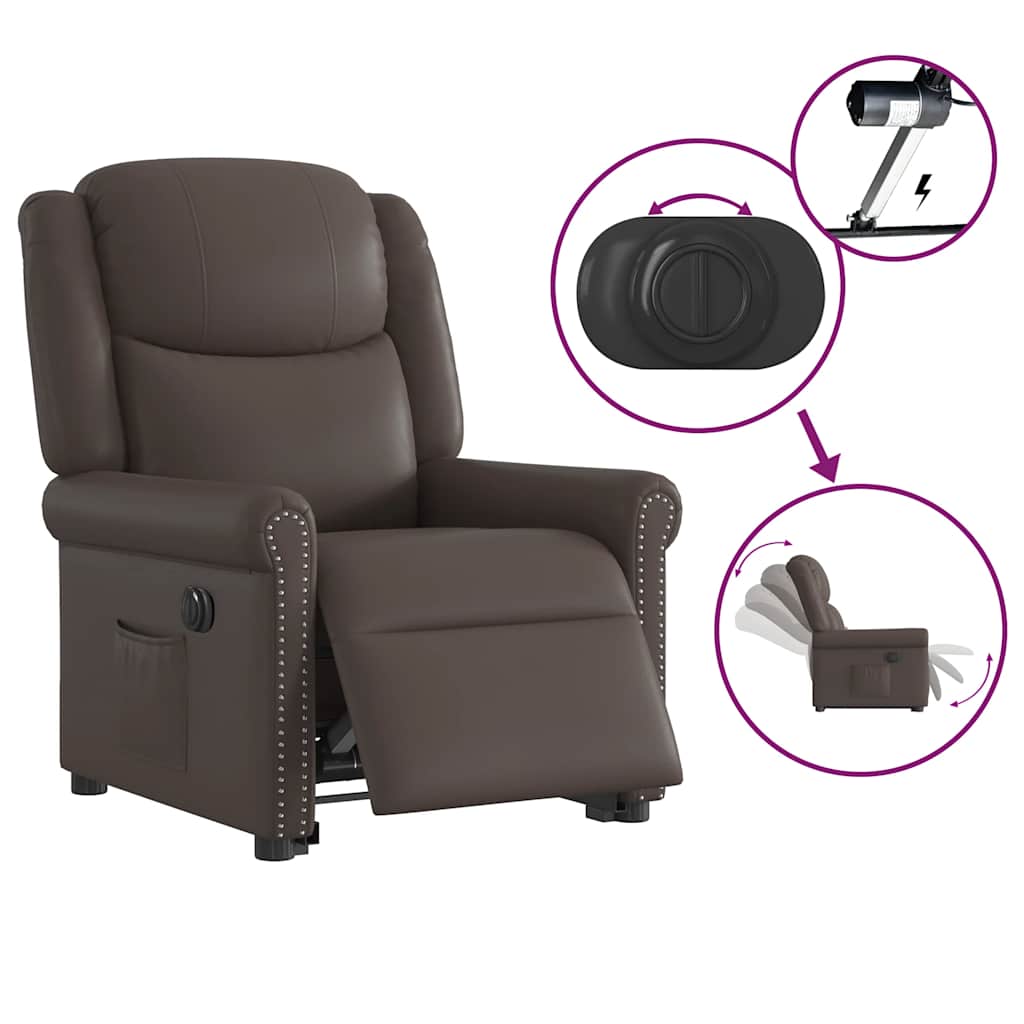 vidaXL Relaxsessel Aufstehen Elektrisch Glänzend Braun Kunstleder