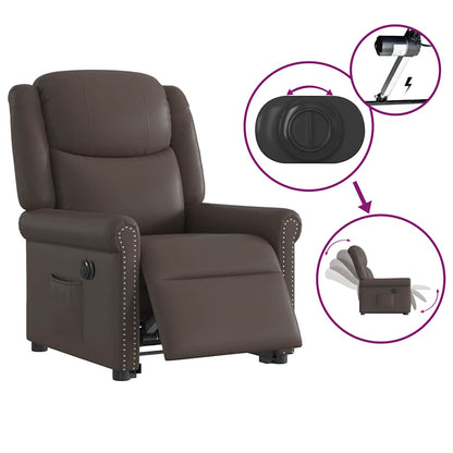 vidaXL Relaxsessel Aufstehen Elektrisch Glänzend Braun Kunstleder