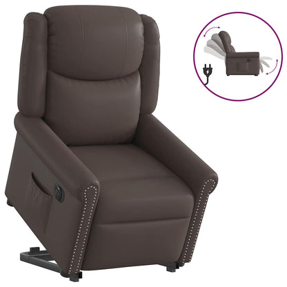 vidaXL Relaxsessel Aufstehen Elektrisch Glänzend Braun Kunstleder