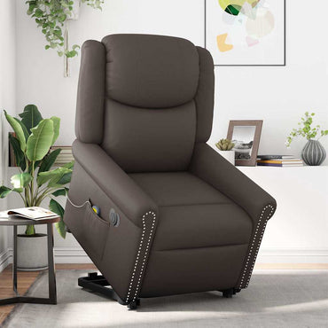 vidaXL Massagesessel mit Aufstehhilfe Elektrisch Glänzend Braun