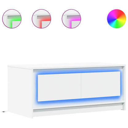 vidaXL Table basse à LED blanc en bois d'ingénierie