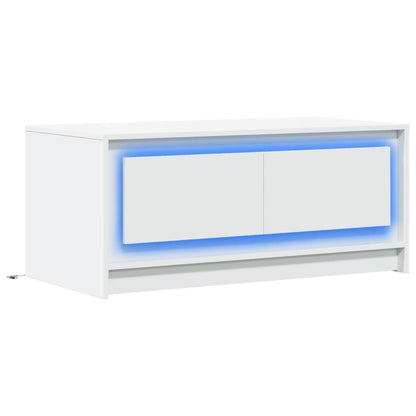 vidaXL Table basse à LED blanc en bois d'ingénierie