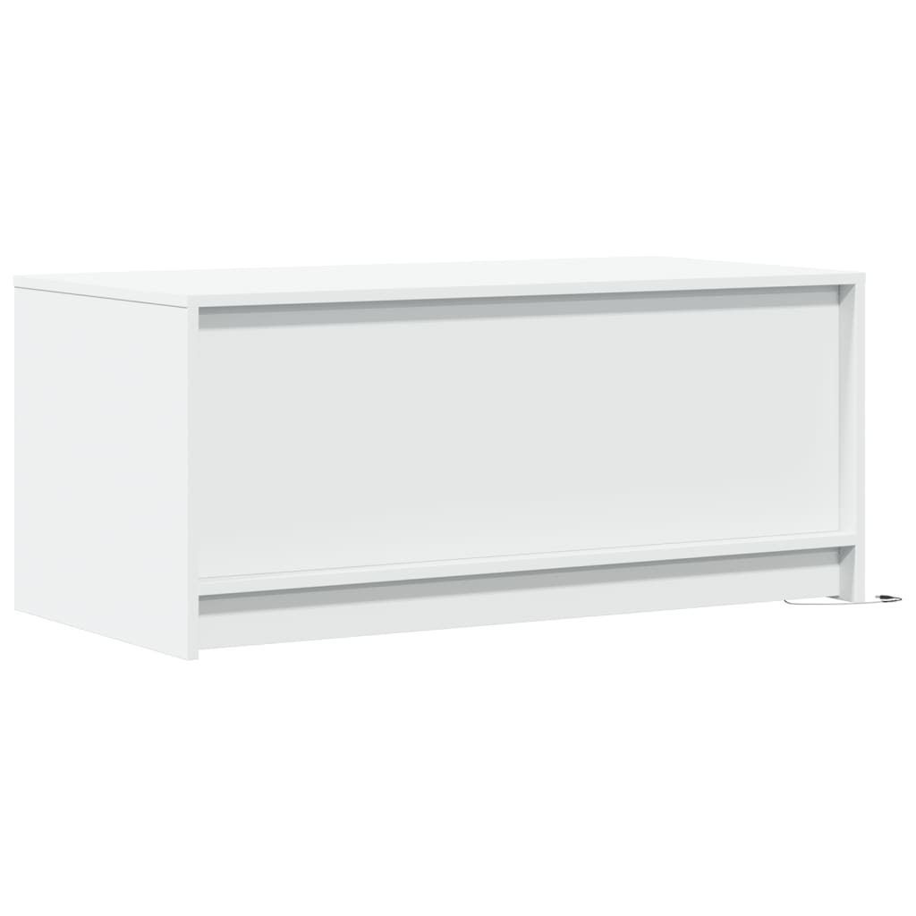 vidaXL Table basse à LED blanc en bois d'ingénierie