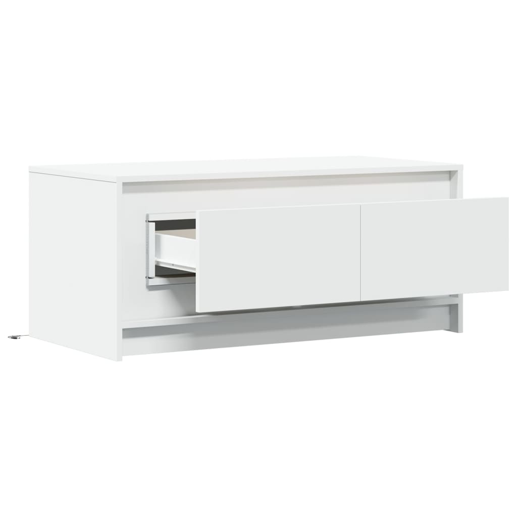vidaXL Table basse à LED blanc en bois d'ingénierie