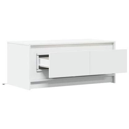 vidaXL Table basse à LED blanc en bois d'ingénierie