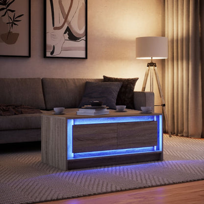 vidaXL LED-Couchtisch Sonoma-Eiche Holzwerkstoff