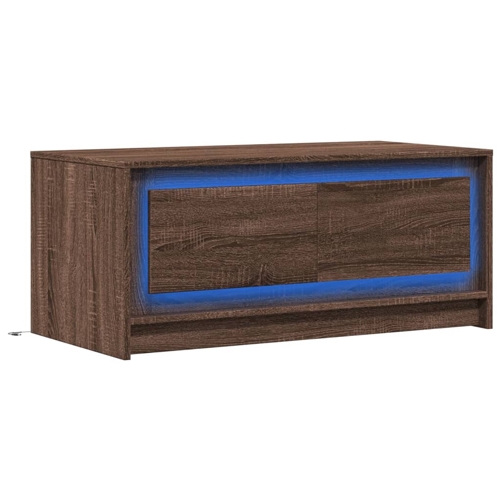 vidaXL Table basse LED marron aspect chêne Aggloméré